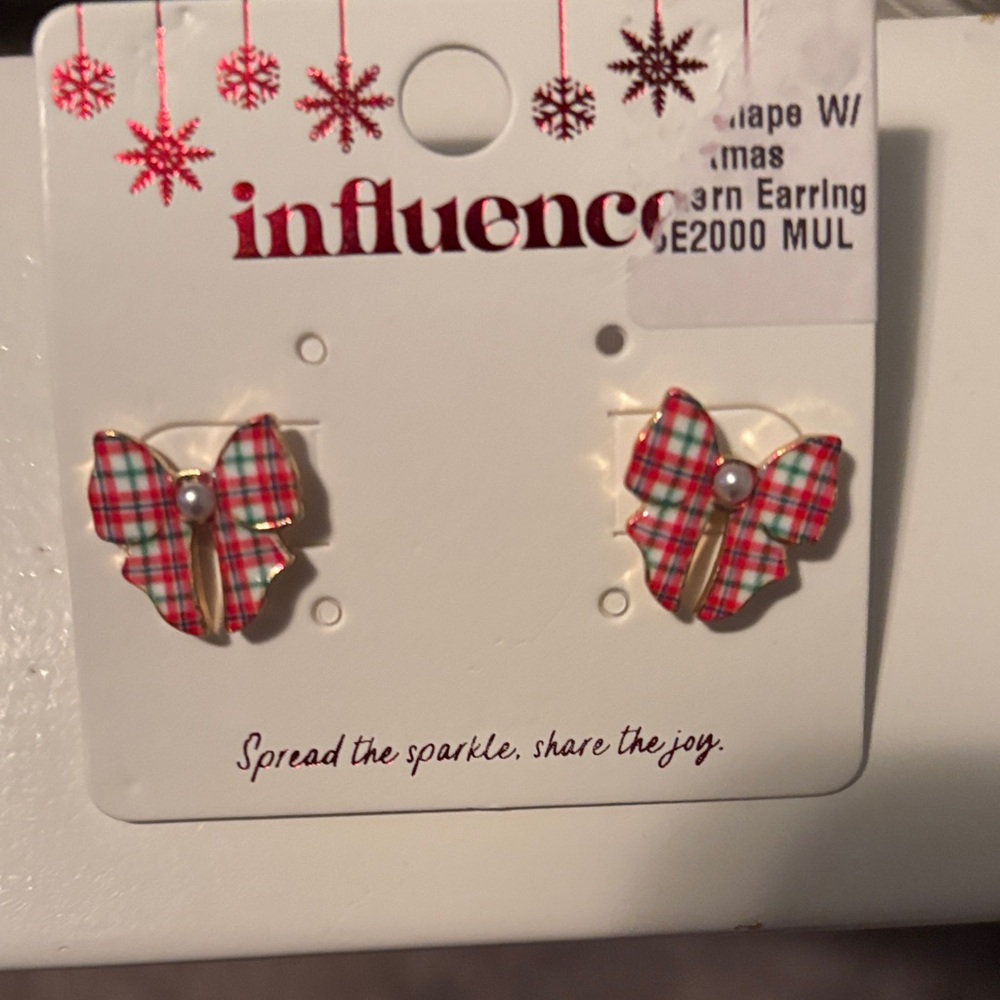 Influence Red Plaid Butterfly Earrings